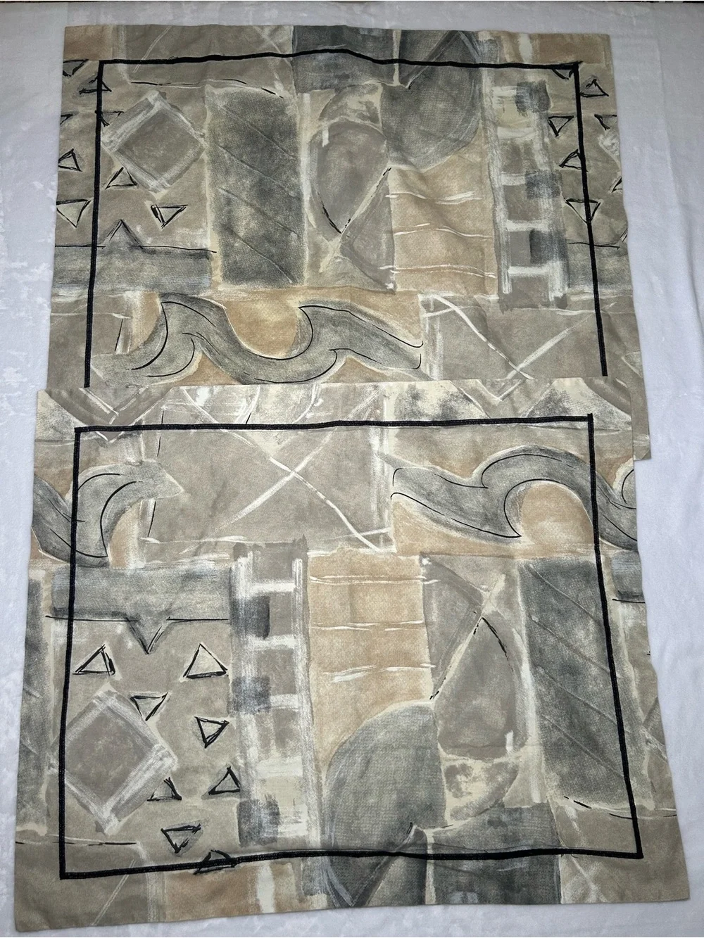 Crown Crafts Abstract Geometric Pillow Covers Gray and Tan Casual Comfort Cozy